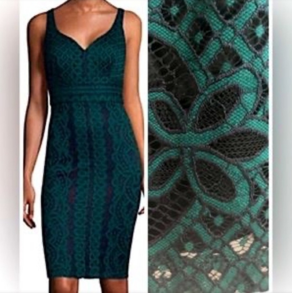NWT Bisou Bisou Sleeveless Black Lace Fitted Elegant Dress